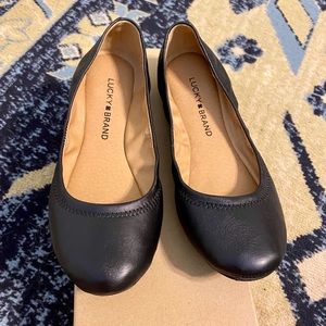 Lucky Brand Black Leather Erin Flats 6.5